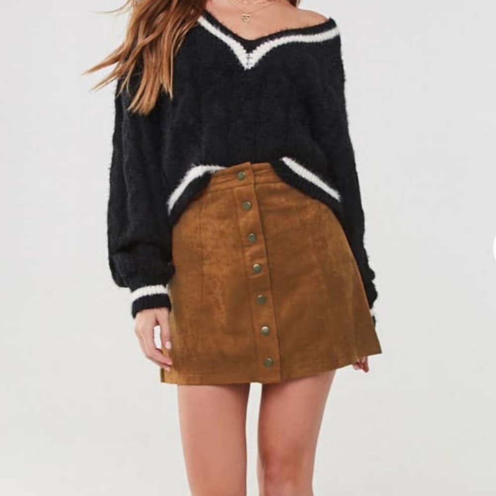 Faux suede dark brown Skirt